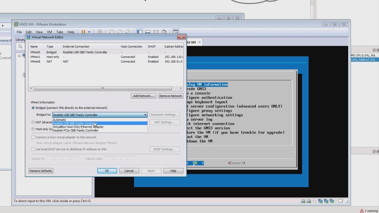 gns3 vmware player 15